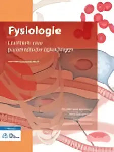 De cover van het fysiologie studieboek van annemieke houwink jeroen alessie en wim burgerhout heeft een modern rood-wit patroon