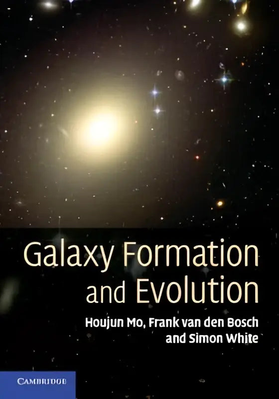De boekcover toont een helder centraal sterrenstelsel in een kosmische scène voor formation and evolution studies
