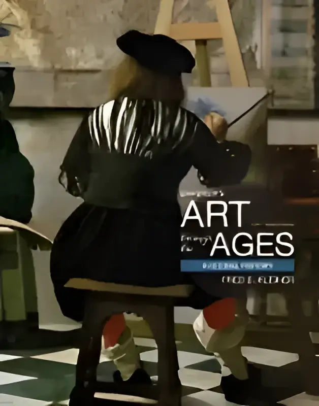 De cover van gardner’s art through the ages toont een historische schilderij met een kunstenaar in zwarte kleding voor een ezel