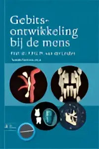 Boekcover van gebitsontwikkeling bij de mens met cirkelvormige tandmodellen in zwart wit grijstinten door bsl media algemene onderwerpen