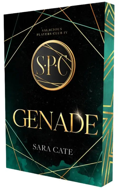 Cover van genade door sara cate met zwarte en teal achtergrond en gouden geometrische patronen dark romance nederlandstalige steamy dark