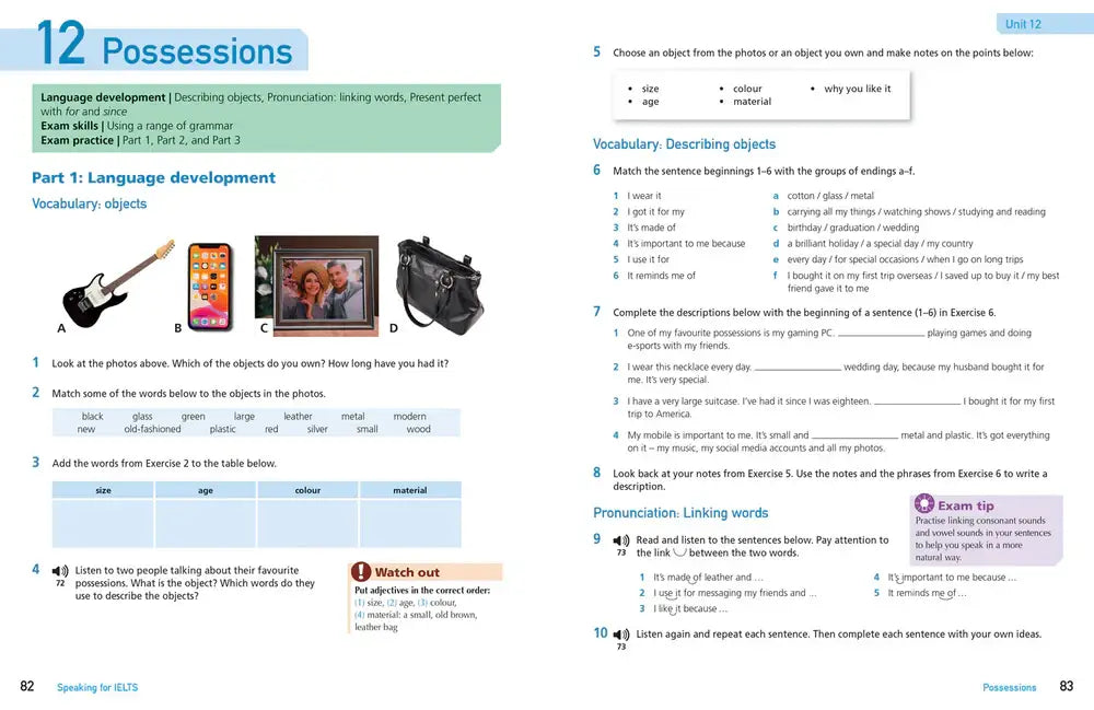Zwarte leren portemonnee in gitaarvorm bij collins get ready voor de ielts speaking test A2+ editie