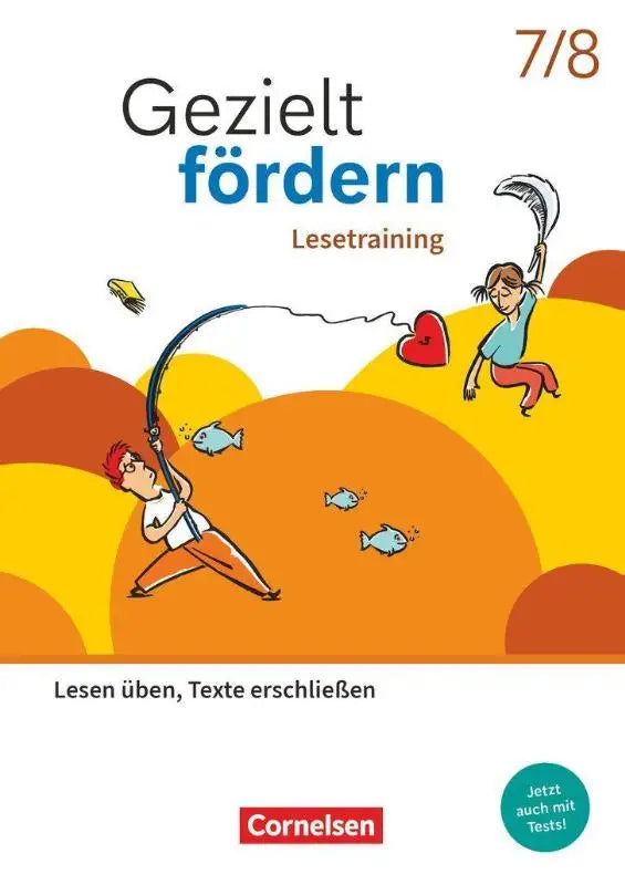 Cover van een duits leer- en übungshefte deutsch voor grades 7/8 met kleurige cartoons en titel gezielt fördern