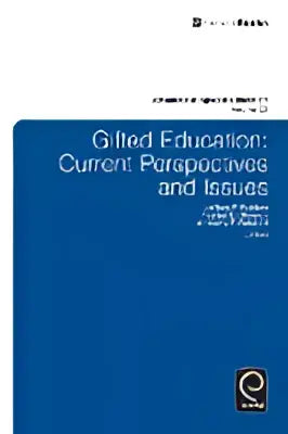 Blauw boek met witte tekst global education current perspectives and issues en klein zwart logo rechts onder
