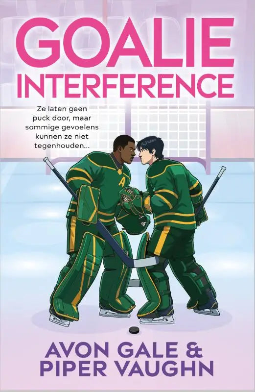 Green and yellow hockey goalie uniform with black accents featured in avon gale goalie interference romance hockey product