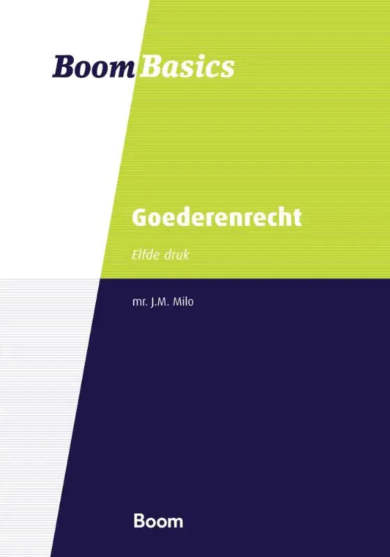 Limegroene en marineblauwe hardcover boek goederenrecht met witte tekst uitgegeven door koninklijke boom uitgevers