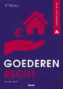 Het boek goederenrecht van koninklijke boom uitgevers toont rode huizen in oplopende grootte met zwarte contouren