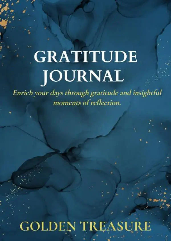 Deep blue marbled gratitude journal with gold speckles by golden treasure to enrich your days through reflection