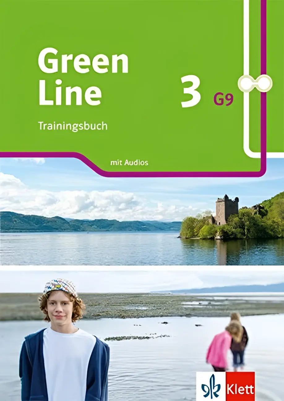 Green line 3 g9 trainingsbuch mit audios klasse 7 met groene omslag en jonge op voorgrond