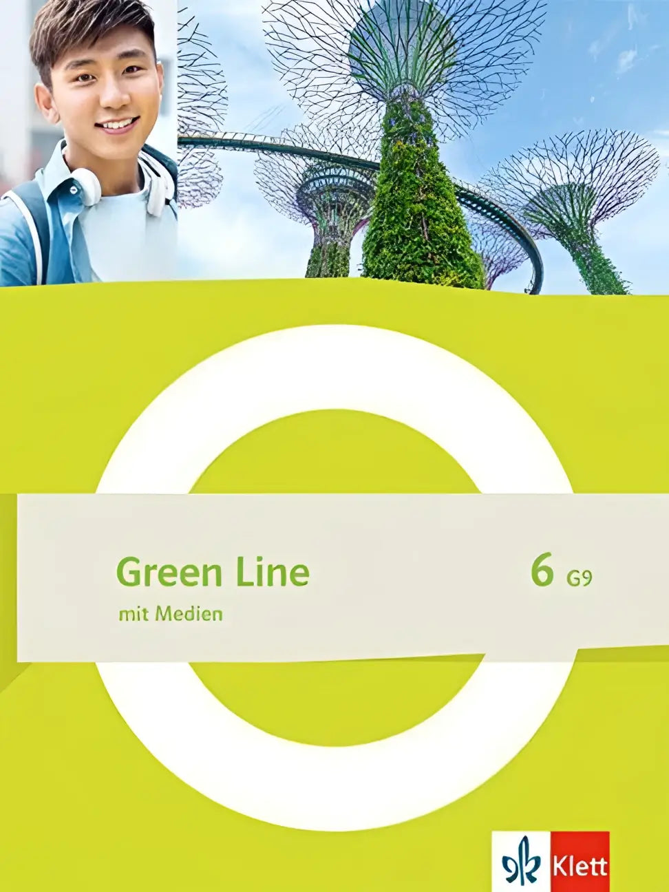 Helder groen schulbuch mit medien cover met wit cirkelontwerp green line 6 g9 van klett voor klas 10