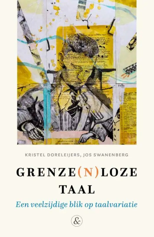 Boekcover van grenze n loze taal met veelzijdige blik illustratie in zwartwit op gele achtergrond