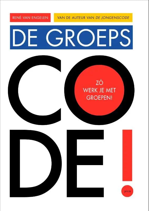 De groepscode boek met opvallende zwarte en rode typografie op een witte achtergrond