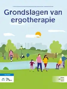 De cover van grondslagen van ergotherapie toont een zonovergoten park met mensen buitenactiviteiten bsl media
