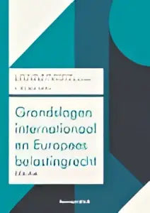 Boekcover grondslagen internationaal en europees belastingrecht met abstracte blauwe vormen van koninklijke boom uitgevers