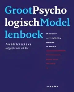 Het groot psychologisch modellenboek is een donkerblauw hardcover psychologisch modellenboek met witte en grijze tekst