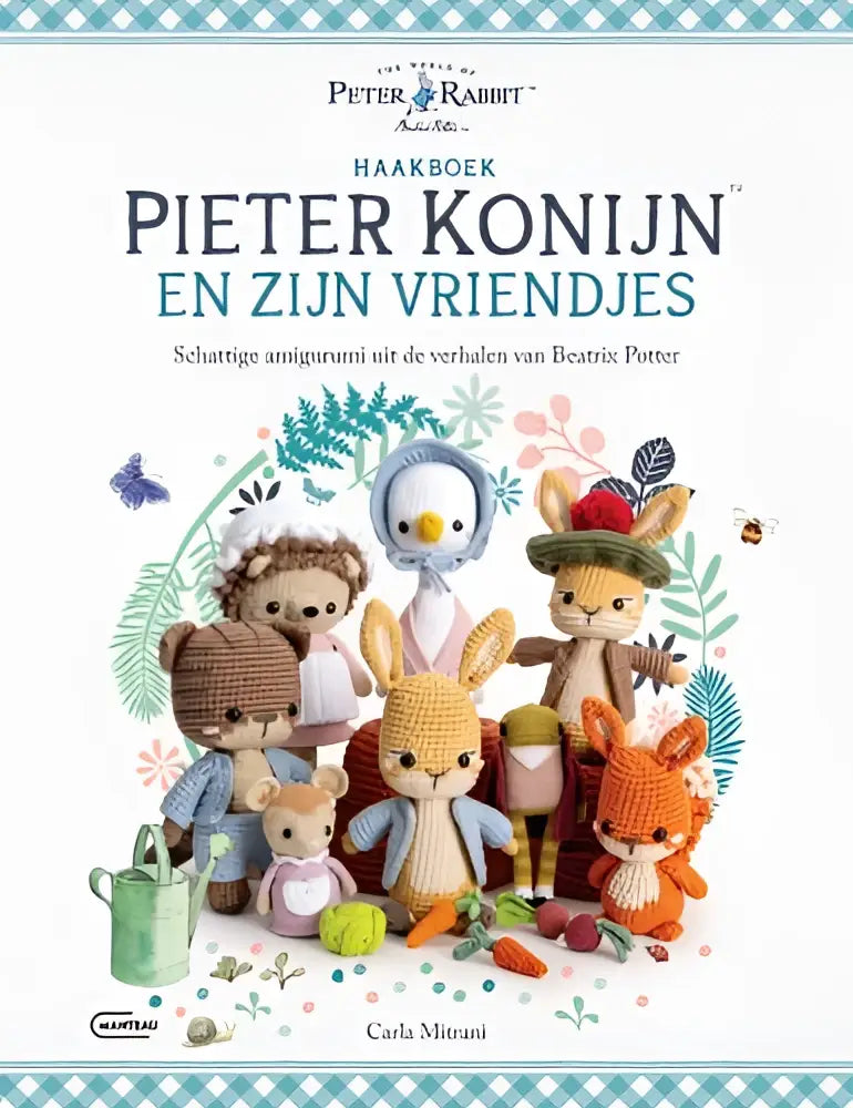 Haakboek pieter konijn met kleurrijke handgemaakte amigurumi figuren uit beatrix potters verhalen