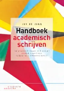 Omslag Handboek academisch schrijven van Jef de Jong met kleurrijke geometrische vormen