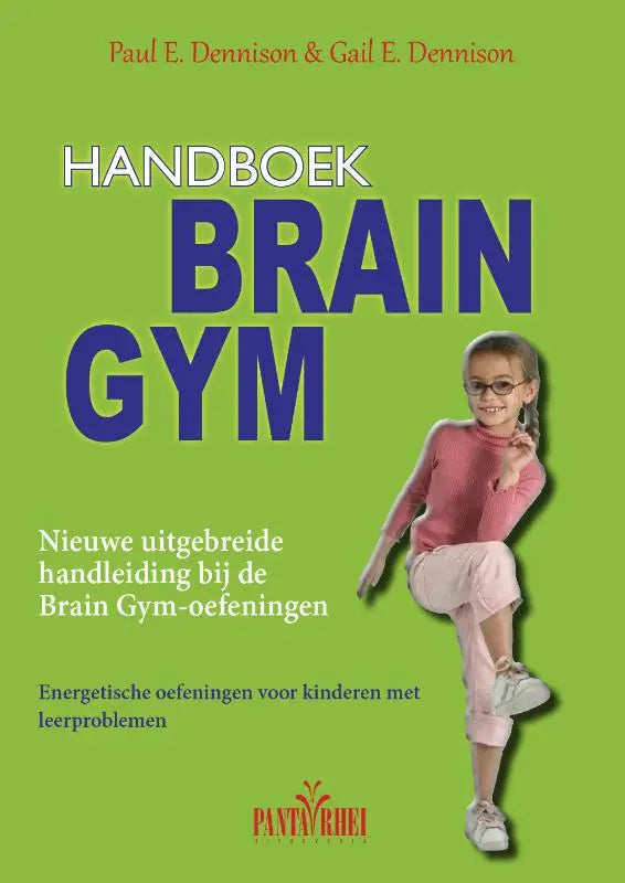 Groen boek cover handboek brain gym met foto van meisje in roze en blauwe letters nieuwe uitgebreide handleiding