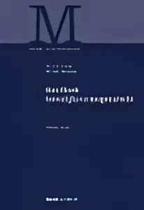Donkerblauw minimalistisch logo met gestileerde m en moderne typografie voor handboek huwelijksvermogensrecht van koninklijke boom uitgevers