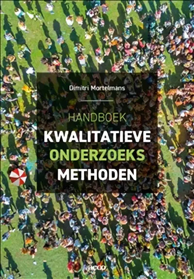 De cover van het handboek kwalitatieve onderzoeksmethoden door gertjan mantelmann toont de titel in wit en groen op een donkere achtergrond