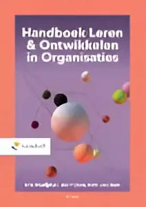 Het handboek leren en ontwikkelen in organisaties van eric mooijman heeft een zachte roze omslag met oranje abstracte bollen en witte tekst
