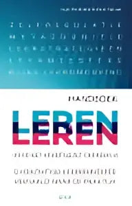 Het handboek leren leren voor het voortgezet onderwijs toont een patroon van het woord leren in roze paarse verloopkleur