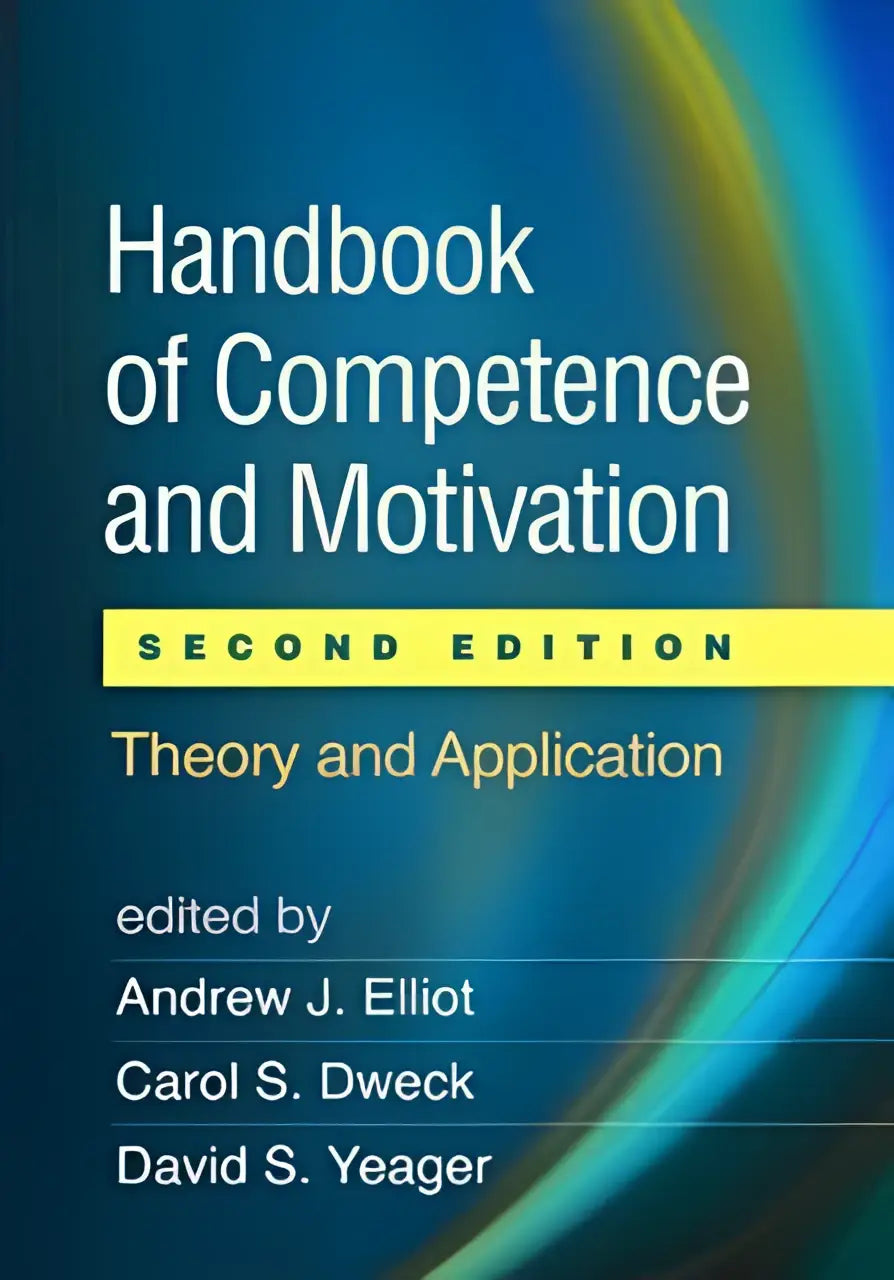 De cover van het handboek van competentie en motivatie tweede editie toont een blauw verloop met gele lichtstrepen