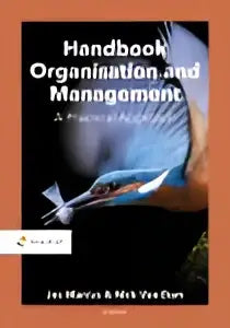 De cover van het handboek organisation en management door j toont een professioneel ontwerp voor organisatie en beheer