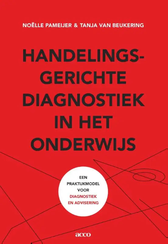 Rode boekomslag met zwarte tekst en witte cirkel met label van handelingsgerichte diagnostiek van noelle pameijer acco uitgeverij