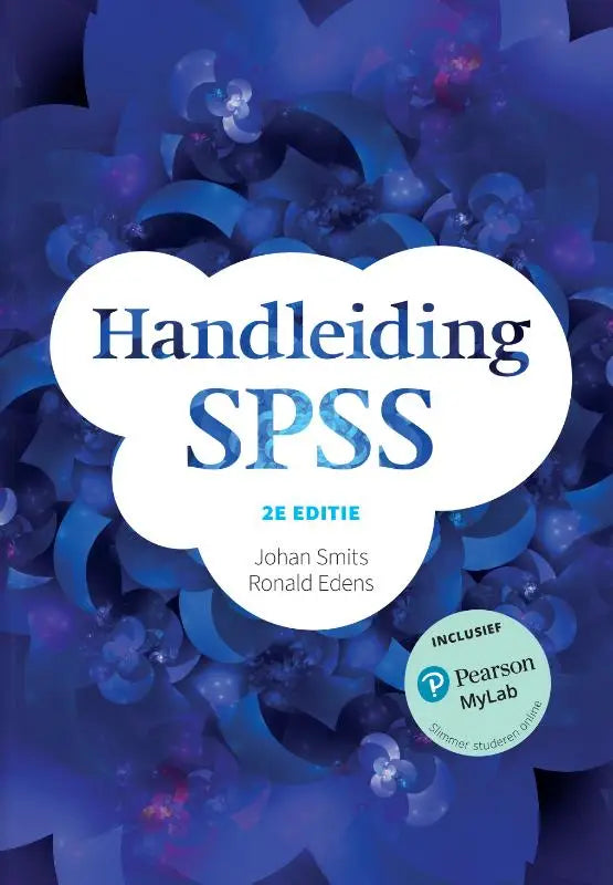 De cover van handleiding spss door johan smits toont de titel op een witte wolkvorm met mylab nl toegangscode