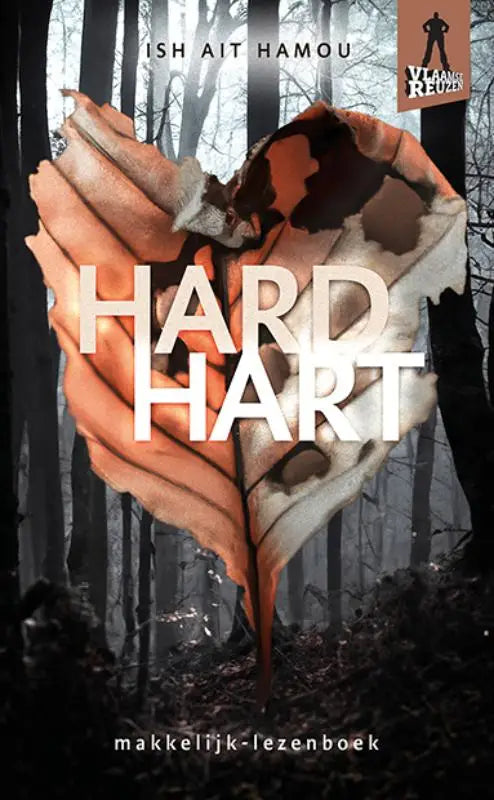 Een gescheurd oranje en bruin bladvormig ontwerp domineren de boekcover van hard hart