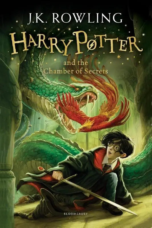 De cover van het boek harry potter en de geheime kamer toont een magische schoolscene voor bestel harry potter fans