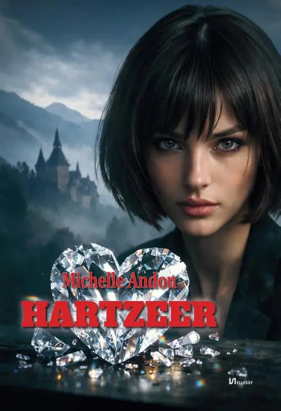 Een schitterend hartvormig Hartzeer diamantobject met facetten en reflecterend oppervlak tegen een donkere achtergrond