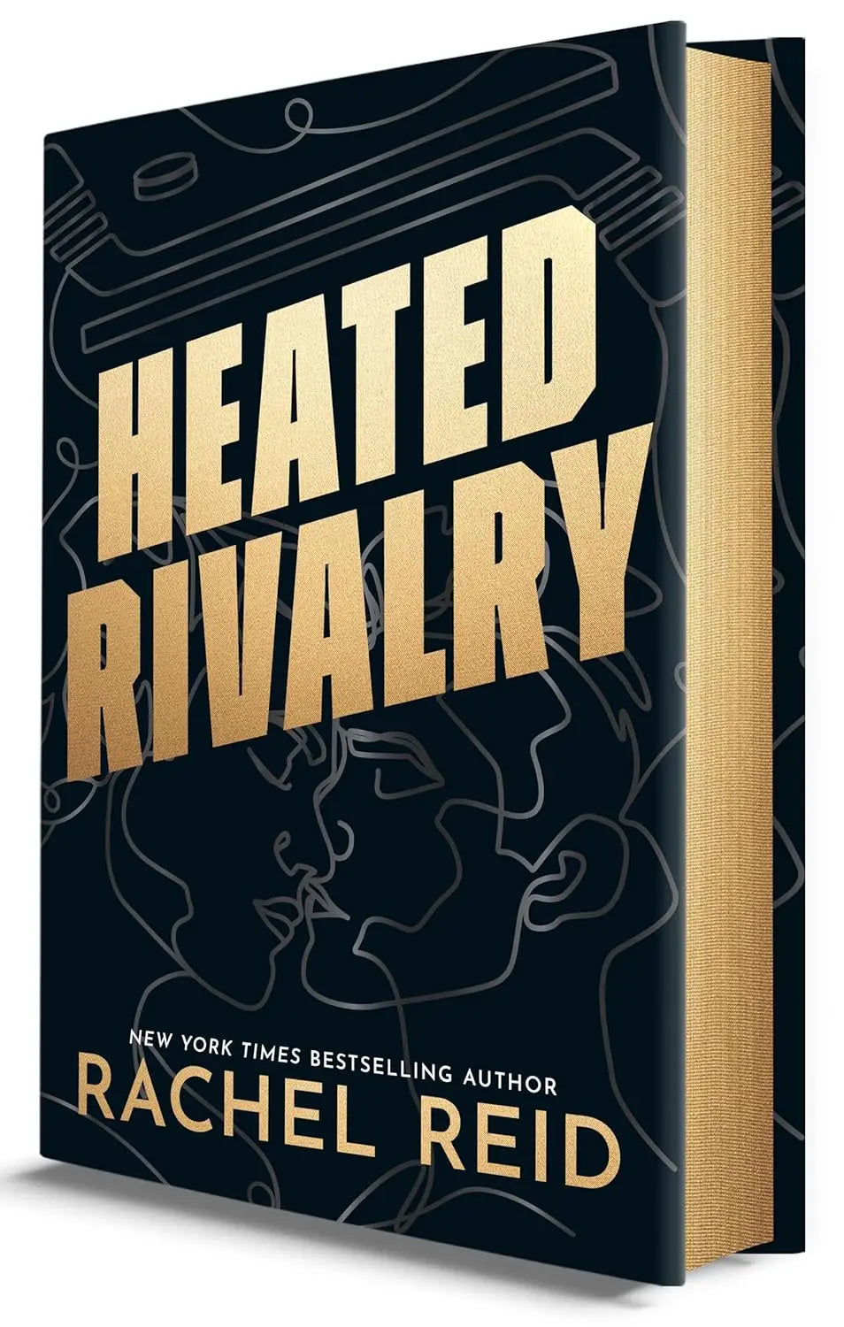 Deluxe hardcover edition van heated rivalry door rachel reid met zwart hard cover en gouden folielettering sports romance