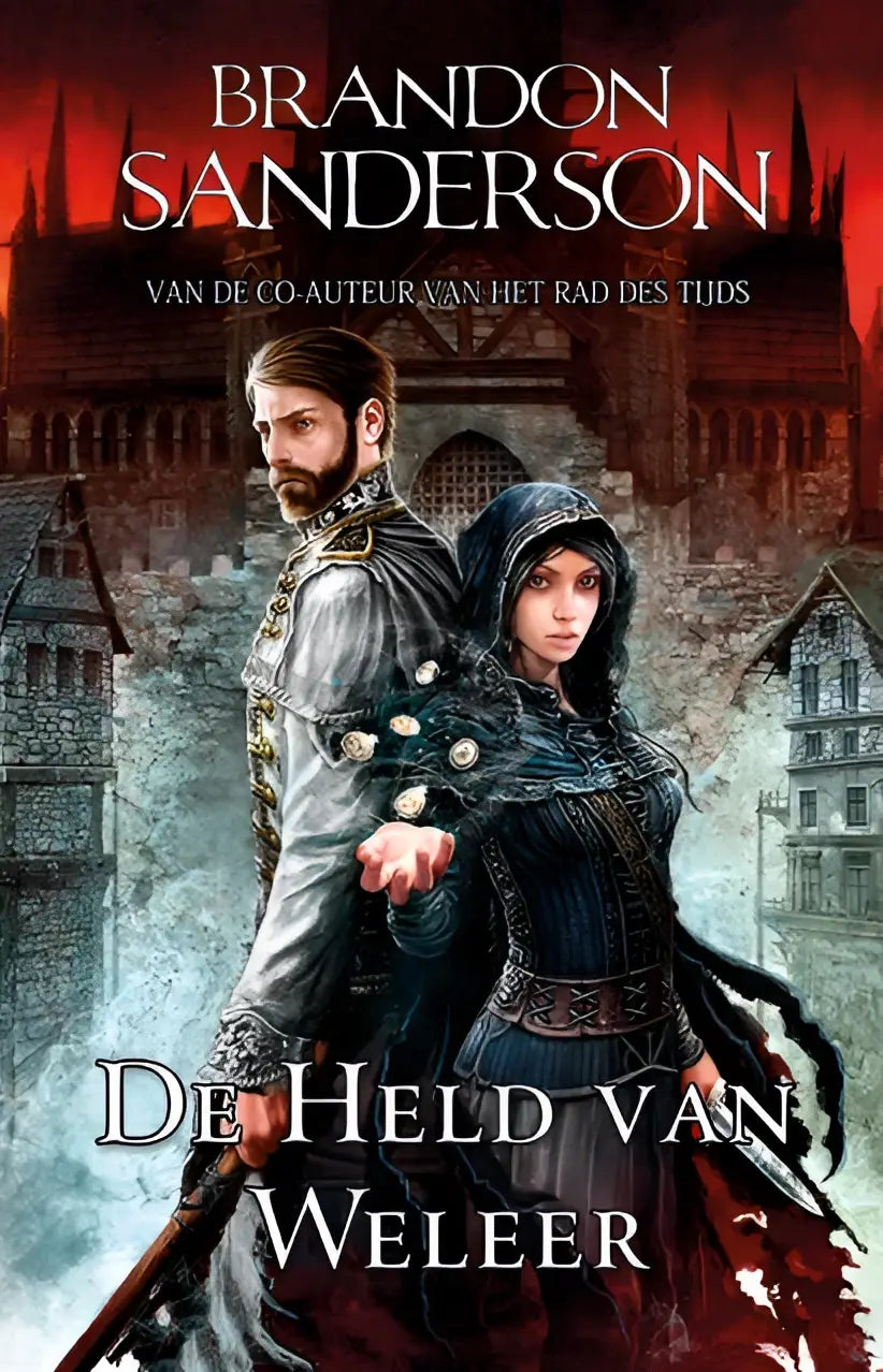 De cover van de nederlandse editie van de held van weleer door brandon sanderson met nevelmensen trilogie thema