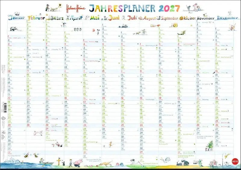 2027 jaarplanner met liebevoll illustrierter helme heine illustraties en duitse maandnamen helme heine mit drie freunden