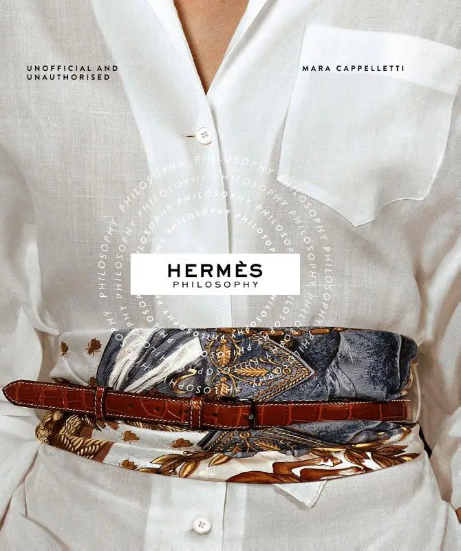 Brown crocodile leather belt with gold and brown botanical patterned fabric wrap hermes philosophy design