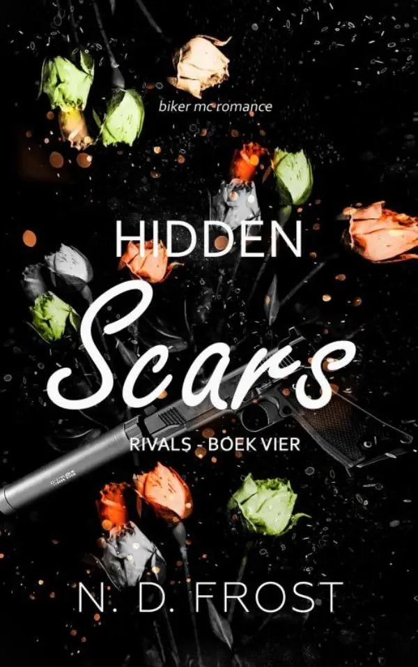 Boekomslag van hidden scars door n met donkere tinten en eenvoudige typografie voor een literaire roman