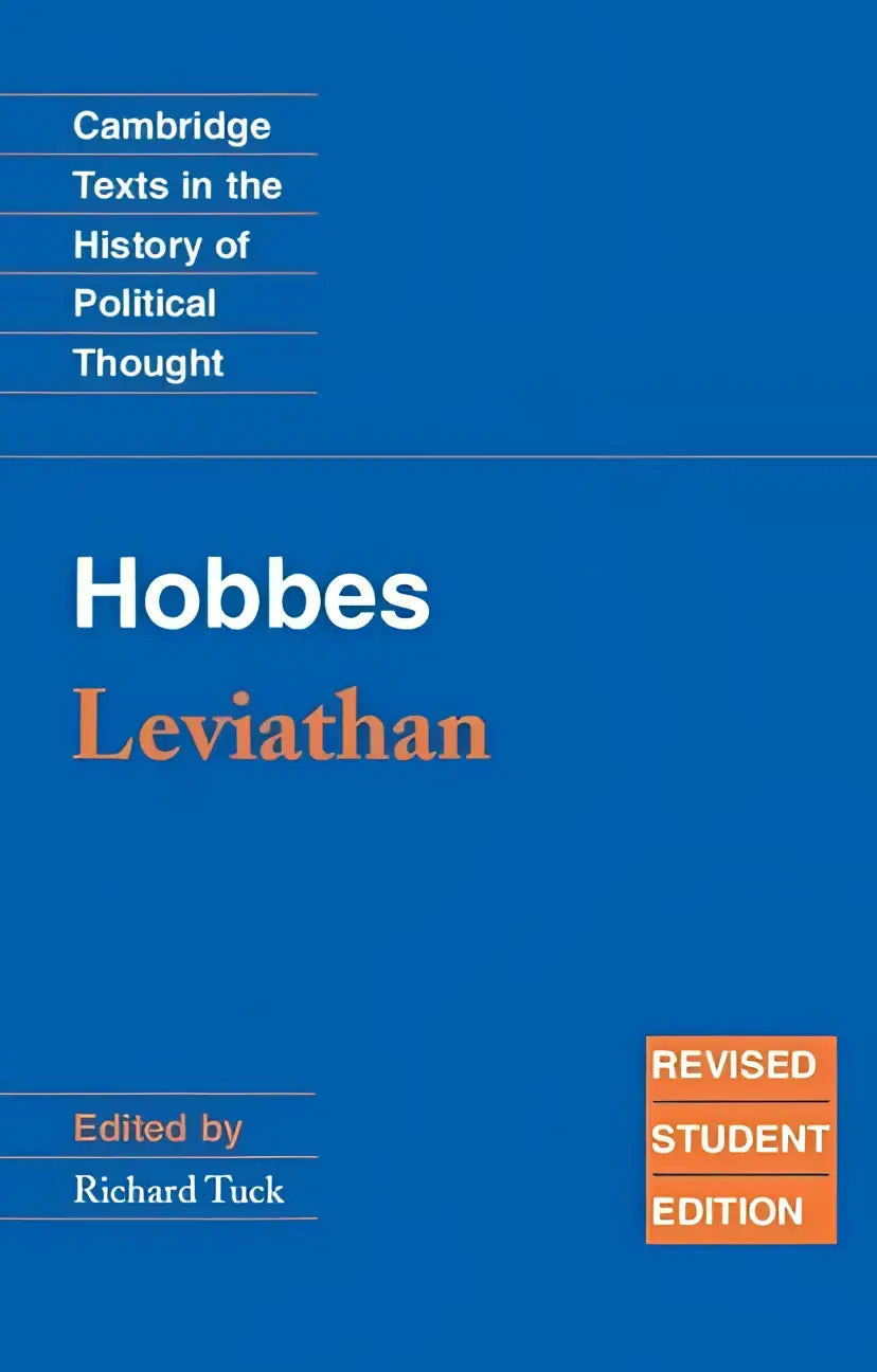 Blauw hardbackboek met witte en oranje tekst getiteld Leviathan door Thomas Hobbes in product hobbes leviathan