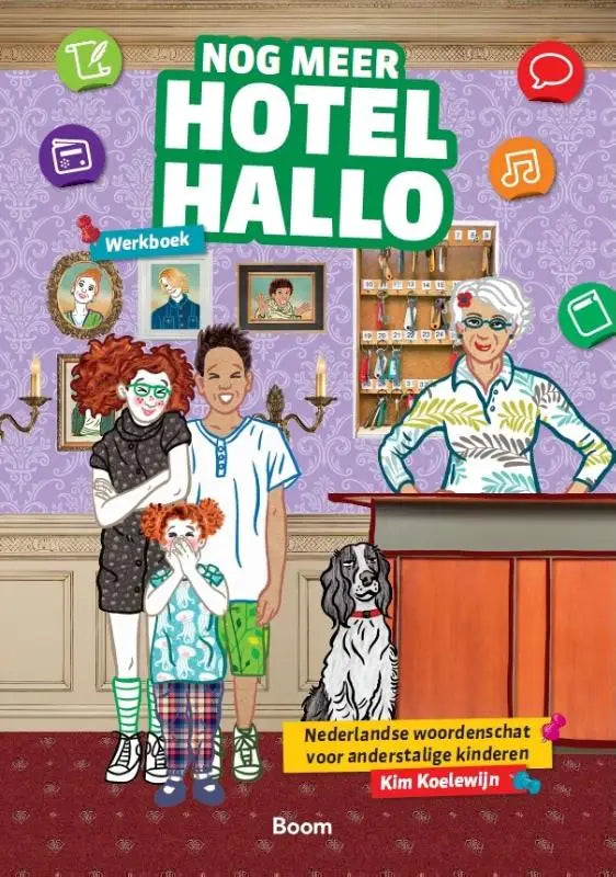 De cover van het nederlandstalige werkboek nog meer hotel hallo van kim koeleijn uitgegeven door boom