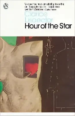 Het boek hour of the star heeft een gestileerd abstract omslagontwerp met gedempte aardetinten en rode accenten
