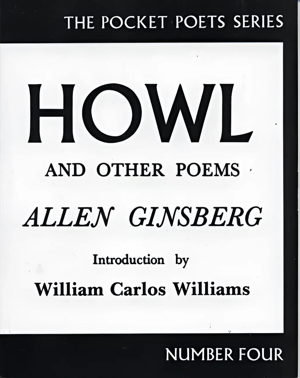 Zwart-witte paperback van howl and other poems van allen ginsberg uit de pocket poets serie