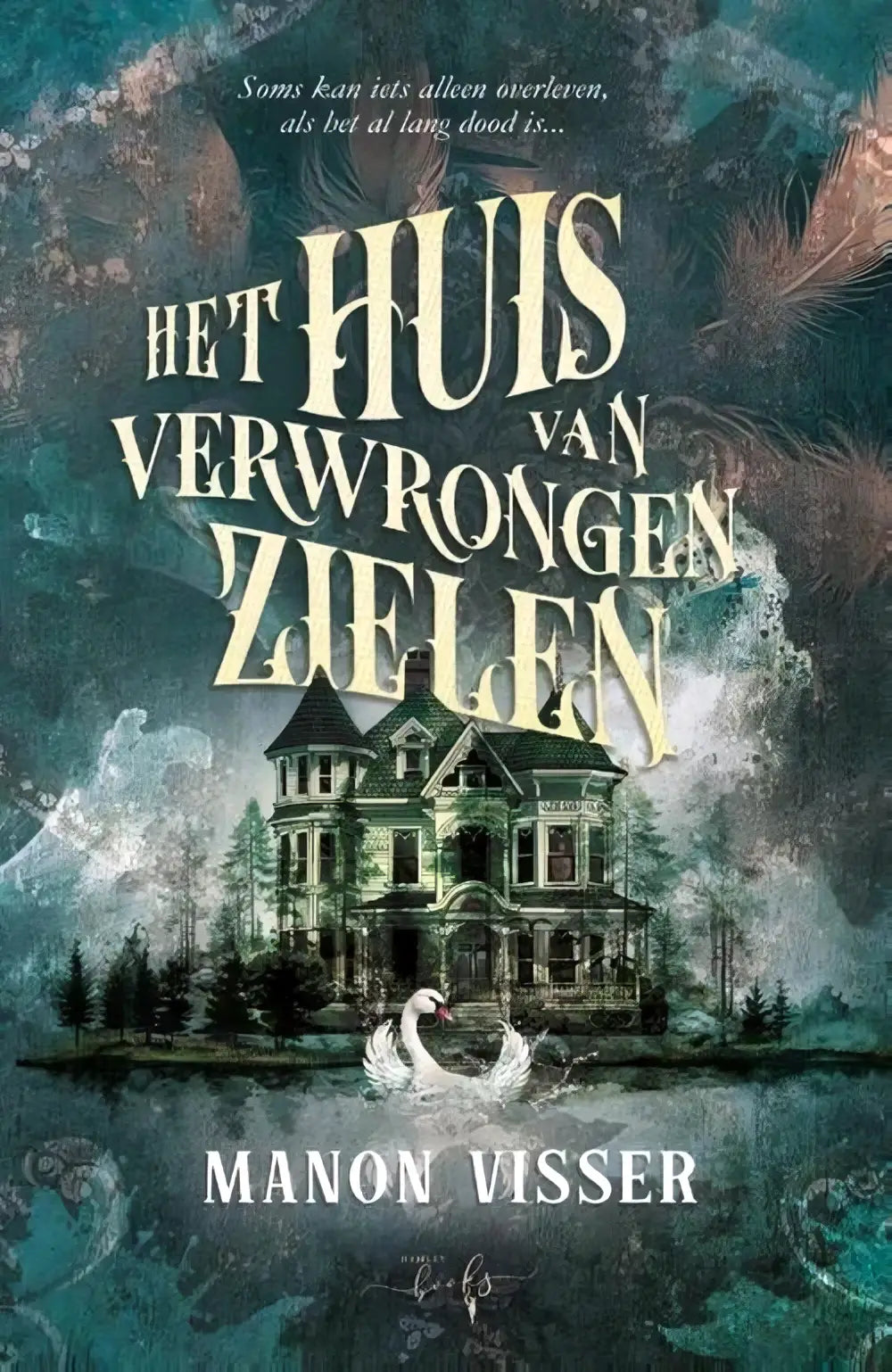 Het huis van verwrongen zielen young adult boek met donkergroen victoriaans huis voor psychologische spanning