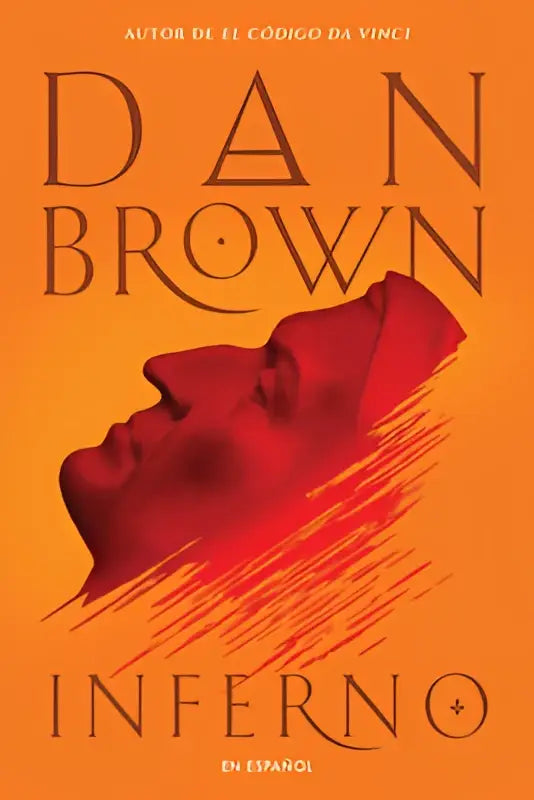 Rode silhouet van een mannengezicht op oranje achtergrond voor inferno spanish edition van dan brown