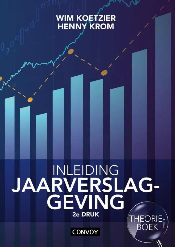 Boekcover in dark blue met grafieken en de titel inleiding jaarverslaggeving voor fiscaal recht convoy uitgevers
