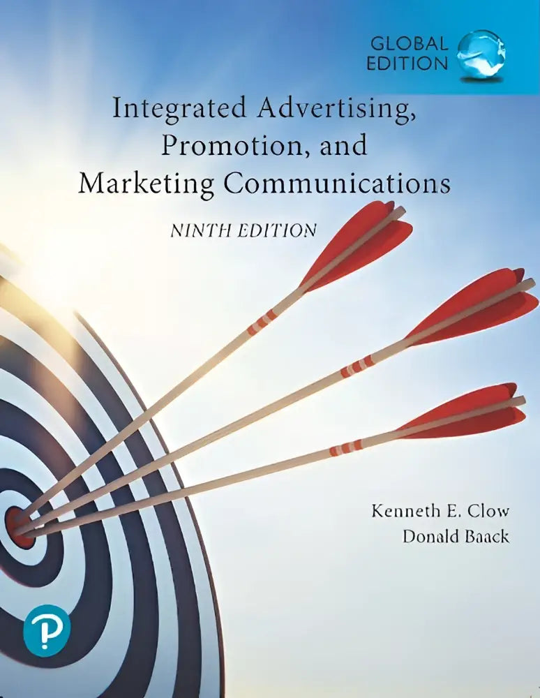 De boekomslag van integrated advertising promotion and marketing communications toont rode pijlen die een doel raken op een lichtblauwe achtergrond