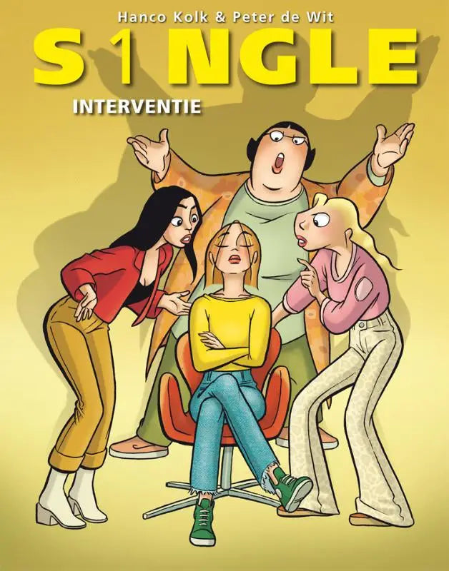 Cover van het comic boek s1ngle interventie door hanco kolk en peter de wit met dynamische cartoon karakters algemeen publiek