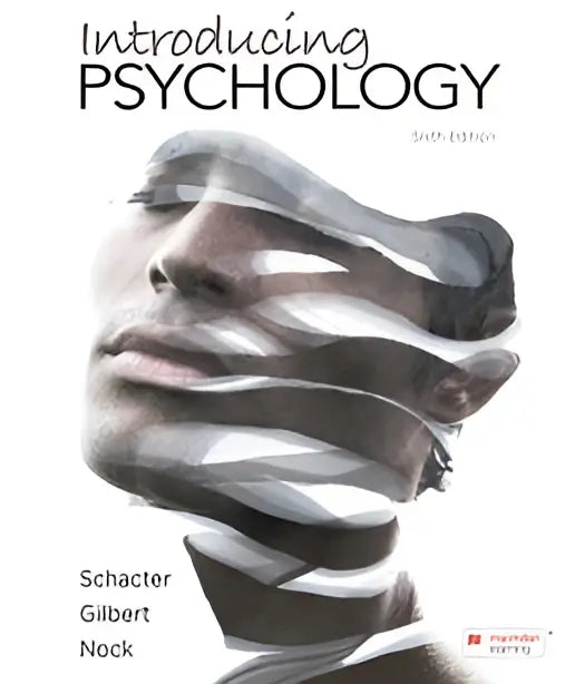De cover van de zesde editie van het studieboek introducing psychology door schacter gilbert en nock toont een gestileerd portret in grijstinten