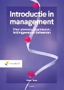 De boekcover van introductie in management door peter thuis toont een minimalistisch ontwerp met witte lijnen op paarse achtergrond