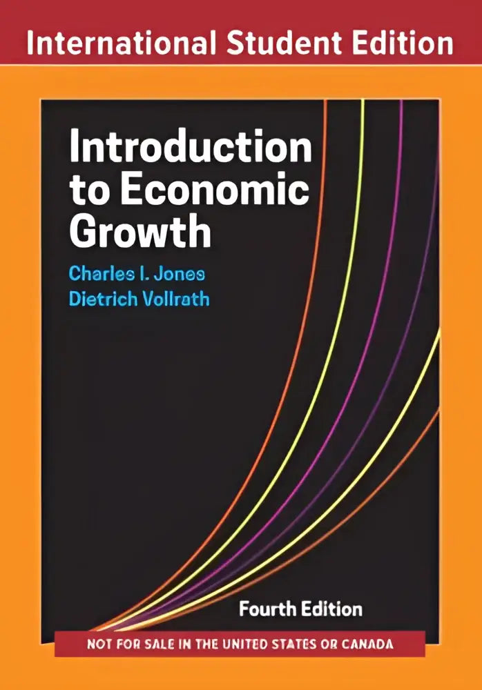 Zwart studieboek met oranje omslag en kleurrijke lijnen getiteld introduction to economic growth van charles i over economische groei